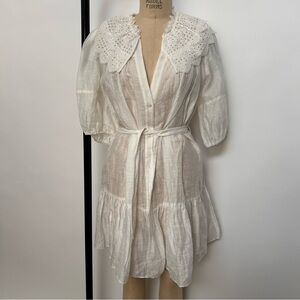 Sandro White Eyelet Collar Dress